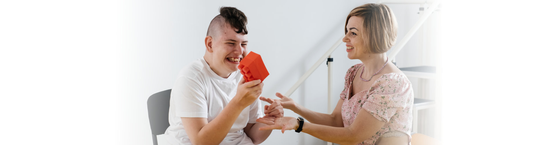 disable man smilling and one woman